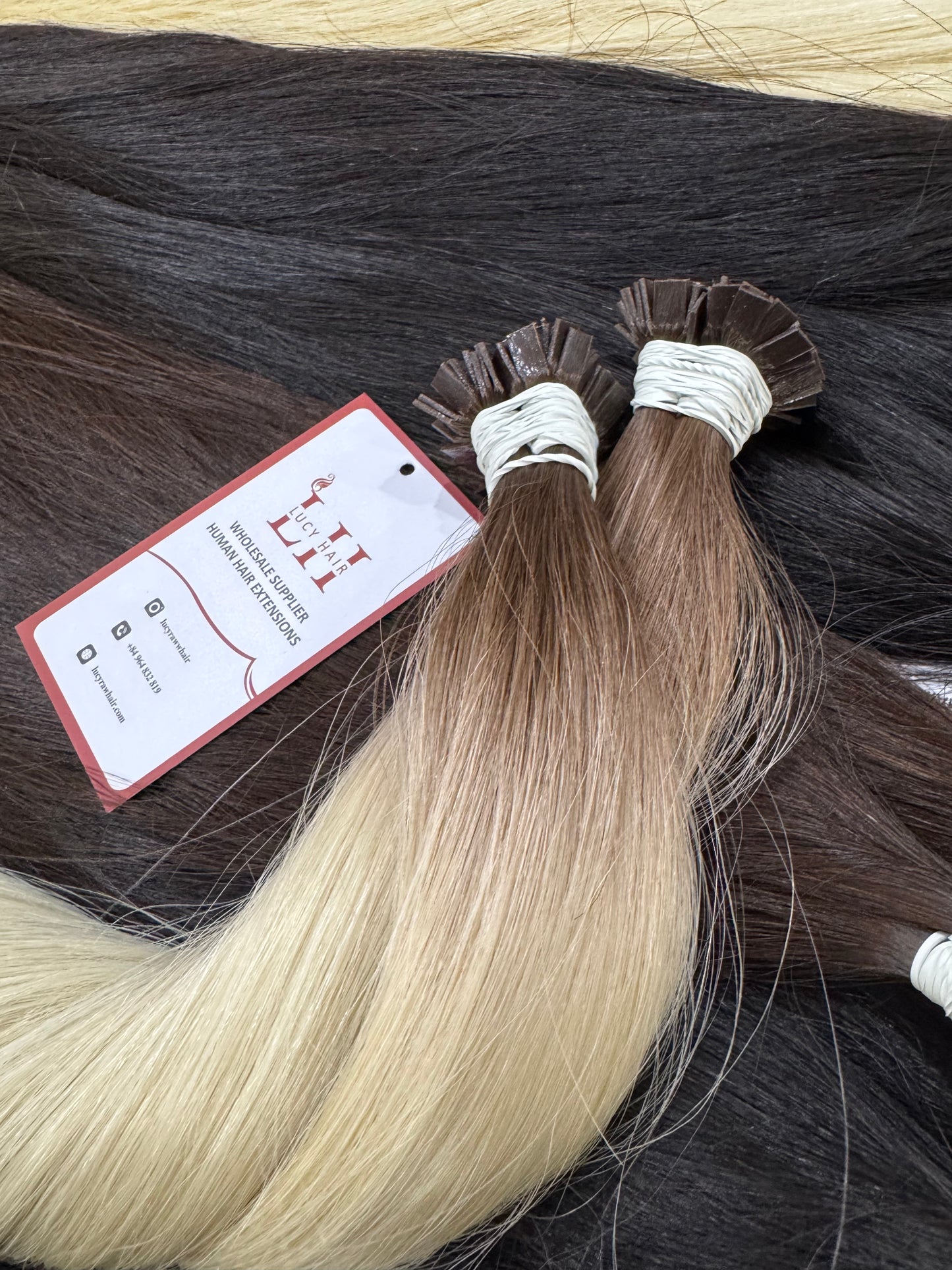 Keratin Flat Tips Straight Human Hair Extensions Ombre Color 100% Unprocessed Vietnamese Raw Hair