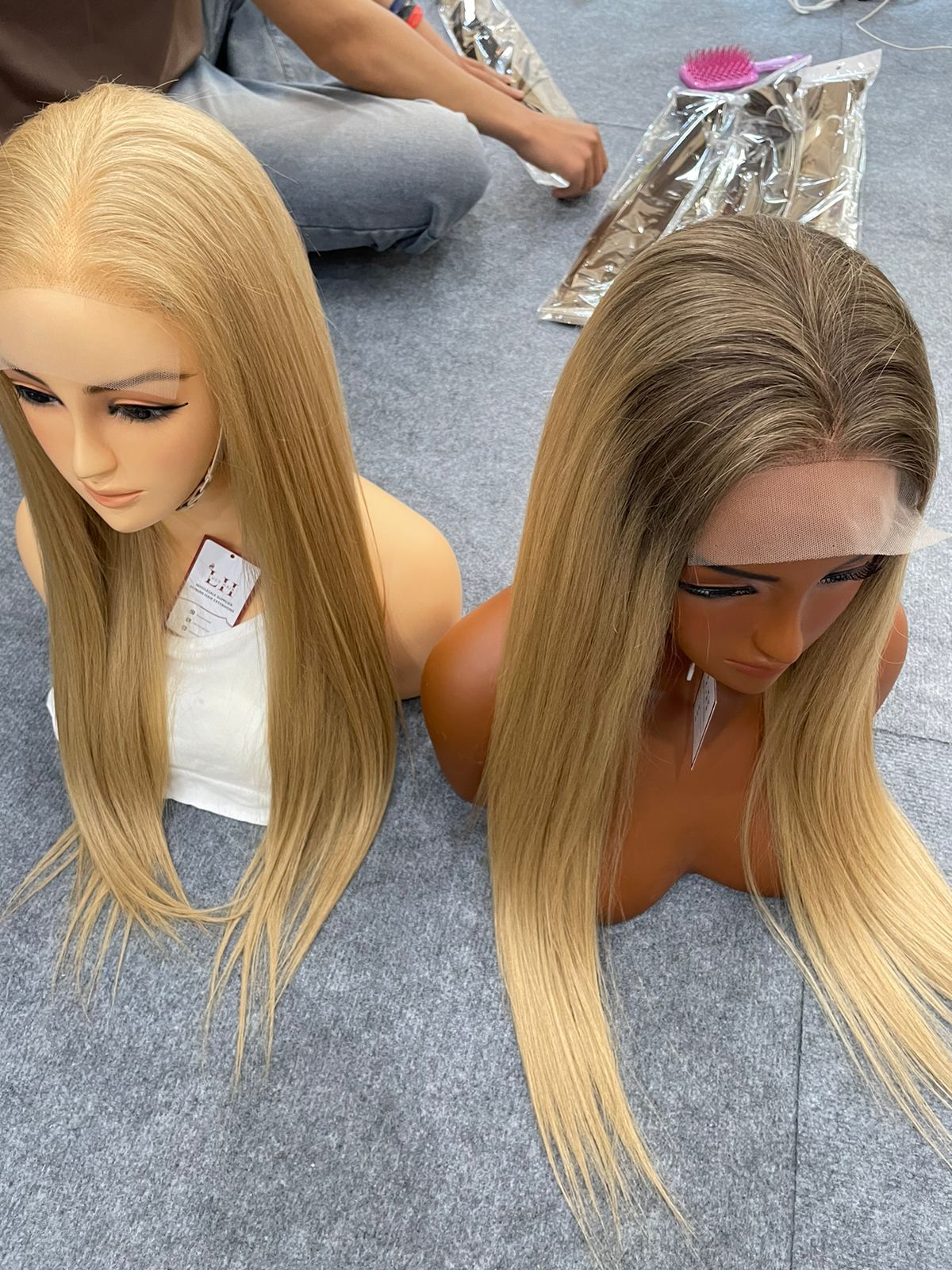 Natural Straight 4x4 Closure Wig Ombre Colored 18 Inches Hot Selling 100% Raw Hair