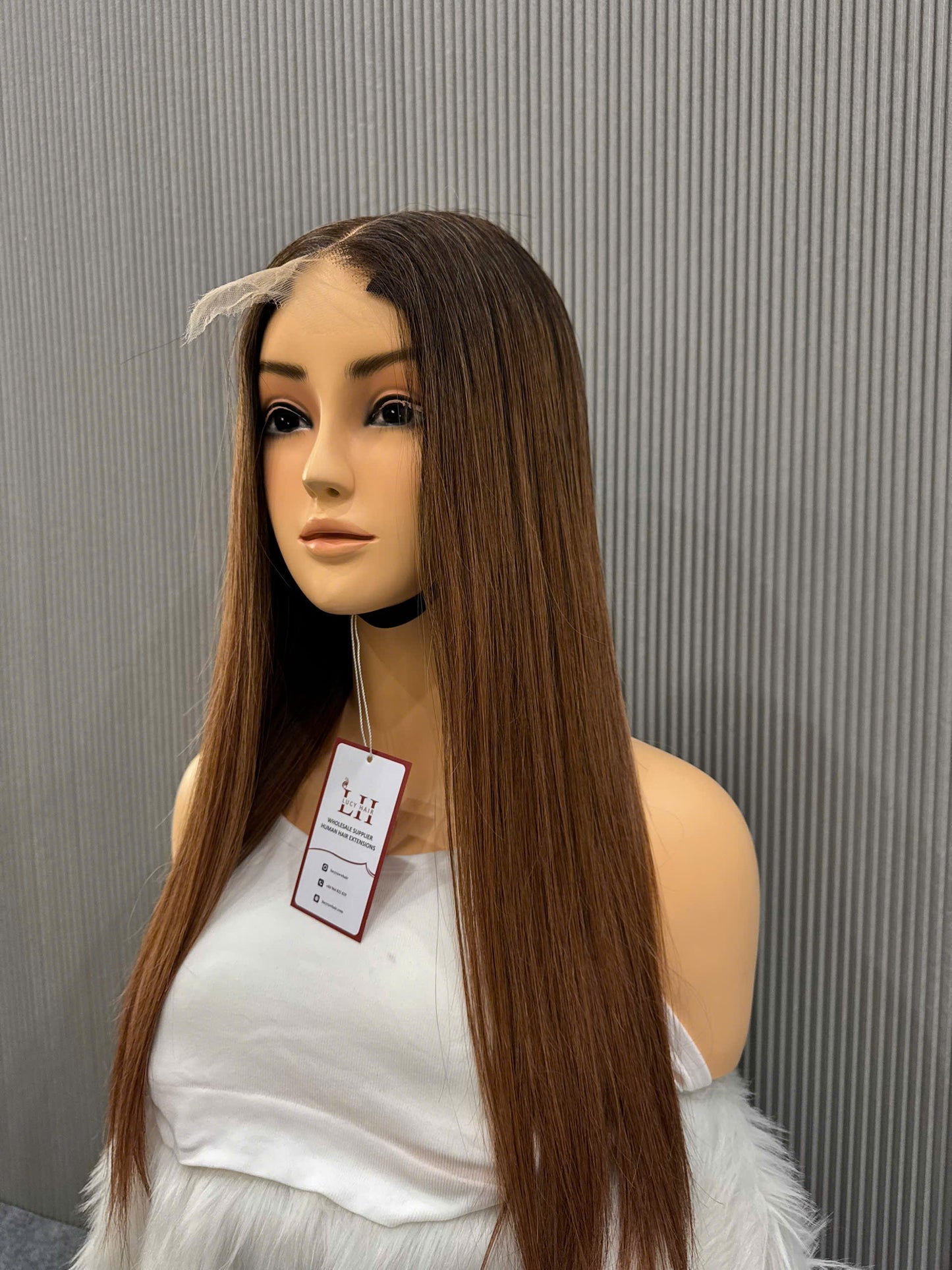 16 Inch Hair Luxury Quality Lace Closure Wigs Ombre Color Natural Straight Straight New Collection 2025