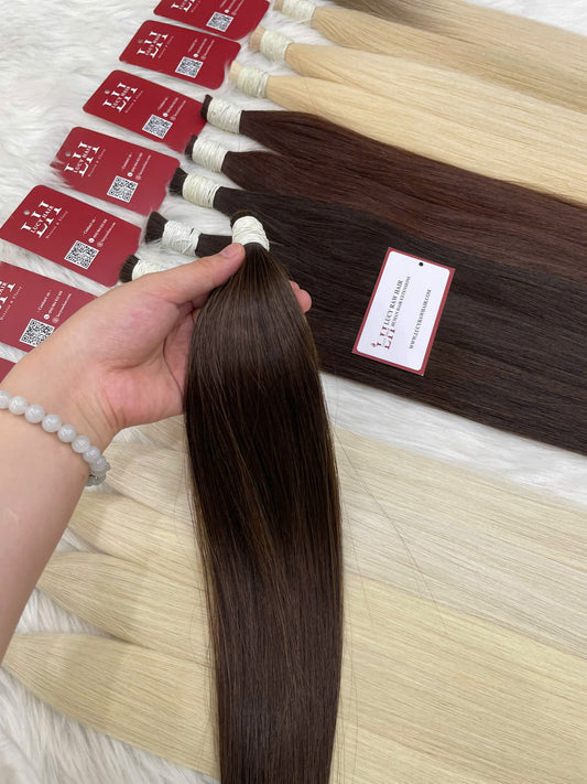 Buy Human Hair In Bulk Double Drawn Hair Bulk #4 Color 60 Cm Vietnamese Raw Hair High Quality
