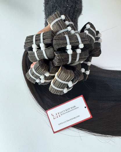 Regular Tape Extensions #1 Color Natural Straight Raw Vietnamese Double Drawn Human Hair High Quality