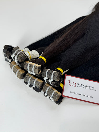 Regular Tape Extensions #1 Color Natural Straight Raw Vietnamese Double Drawn Human Hair High Quality