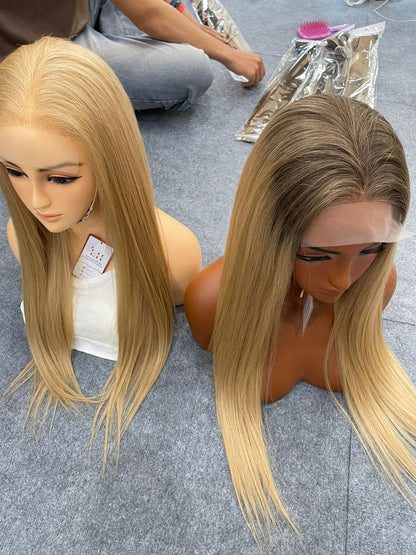 Natural Straight 4x4 Closure Wig Ombre Colored 18 Inches Hot Selling 100% Raw Hair