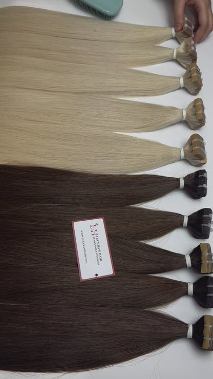 Regular Tape-In Hair Extensions Double Drawn Natural Straight Human Hair #60 Color 22 Inches 55 Cm Top Selling