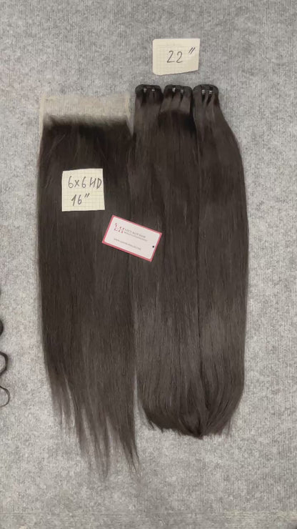 6X6 HD Lace Closure Natural Straight Hair 100% Vietnamese Human Hair