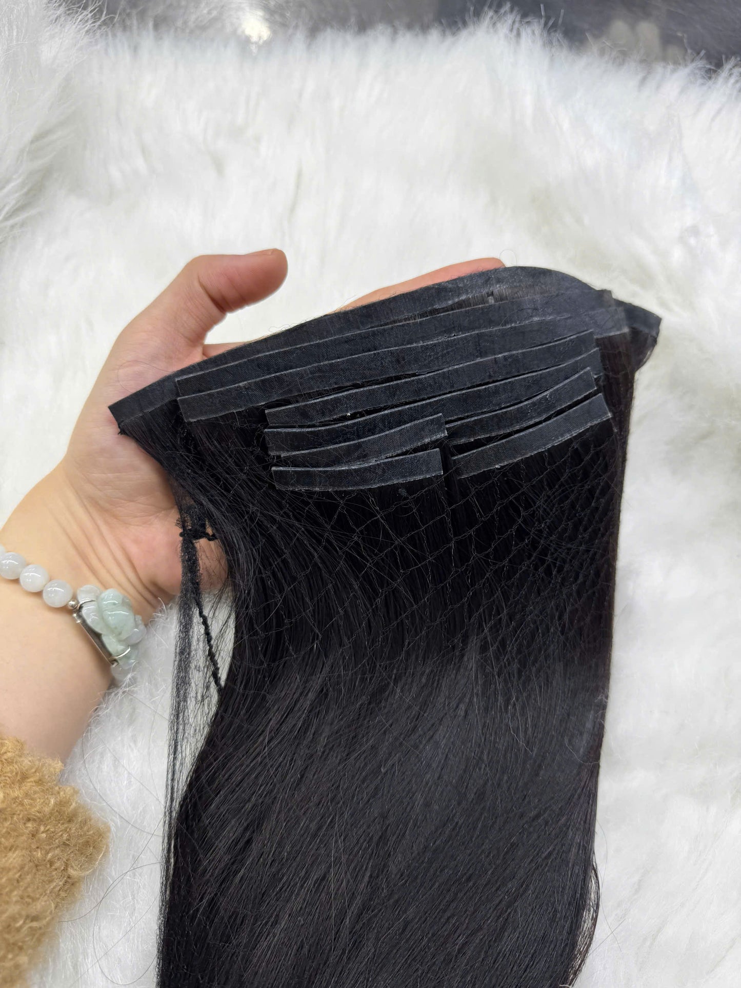 Seamless Human Hair Clip In Extensions #Jet Black Color Vietnamese Human Hair Extensions High Quality