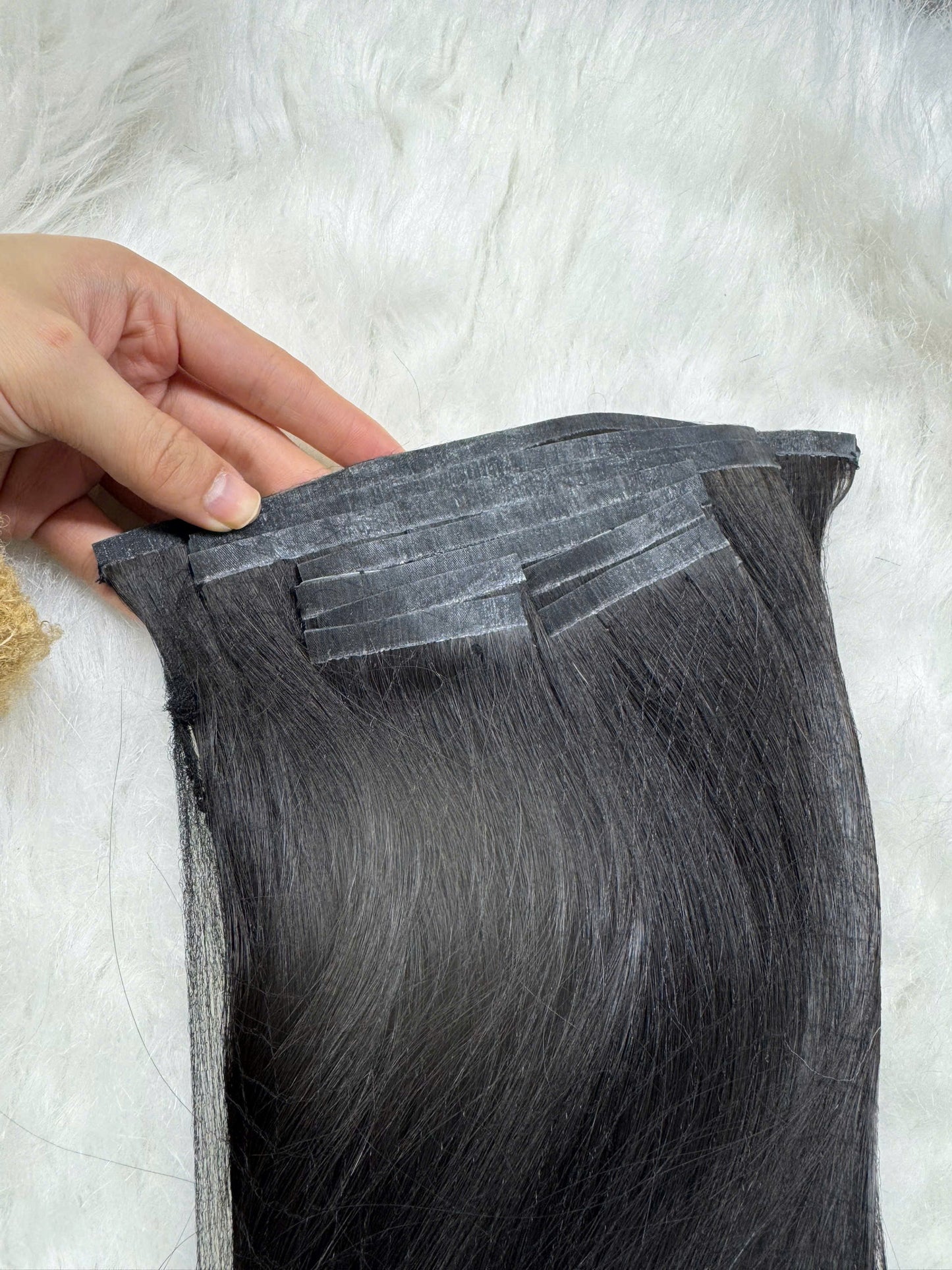 Seamless Human Hair Clip In Extensions #Jet Black Color Vietnamese Human Hair Extensions High Quality