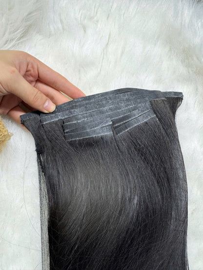 Seamless Human Hair Clip In Extensions #Jet Black Color Vietnamese Human Hair Extensions High Quality