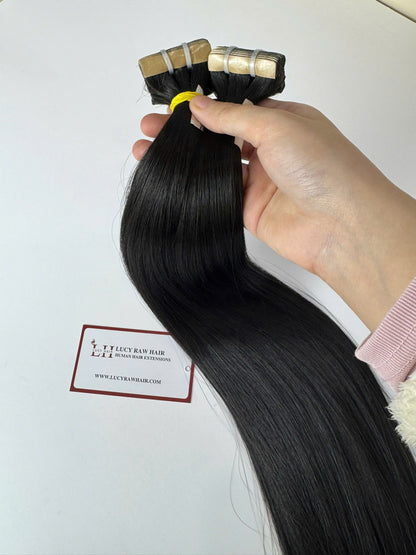 Regular Tape Extensions #1 Color Natural Straight Raw Vietnamese Double Drawn Human Hair High Quality