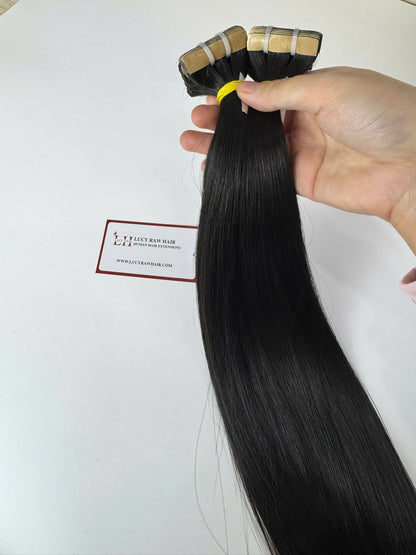 Regular Tape Extensions #1 Color Natural Straight Raw Vietnamese Double Drawn Human Hair High Quality