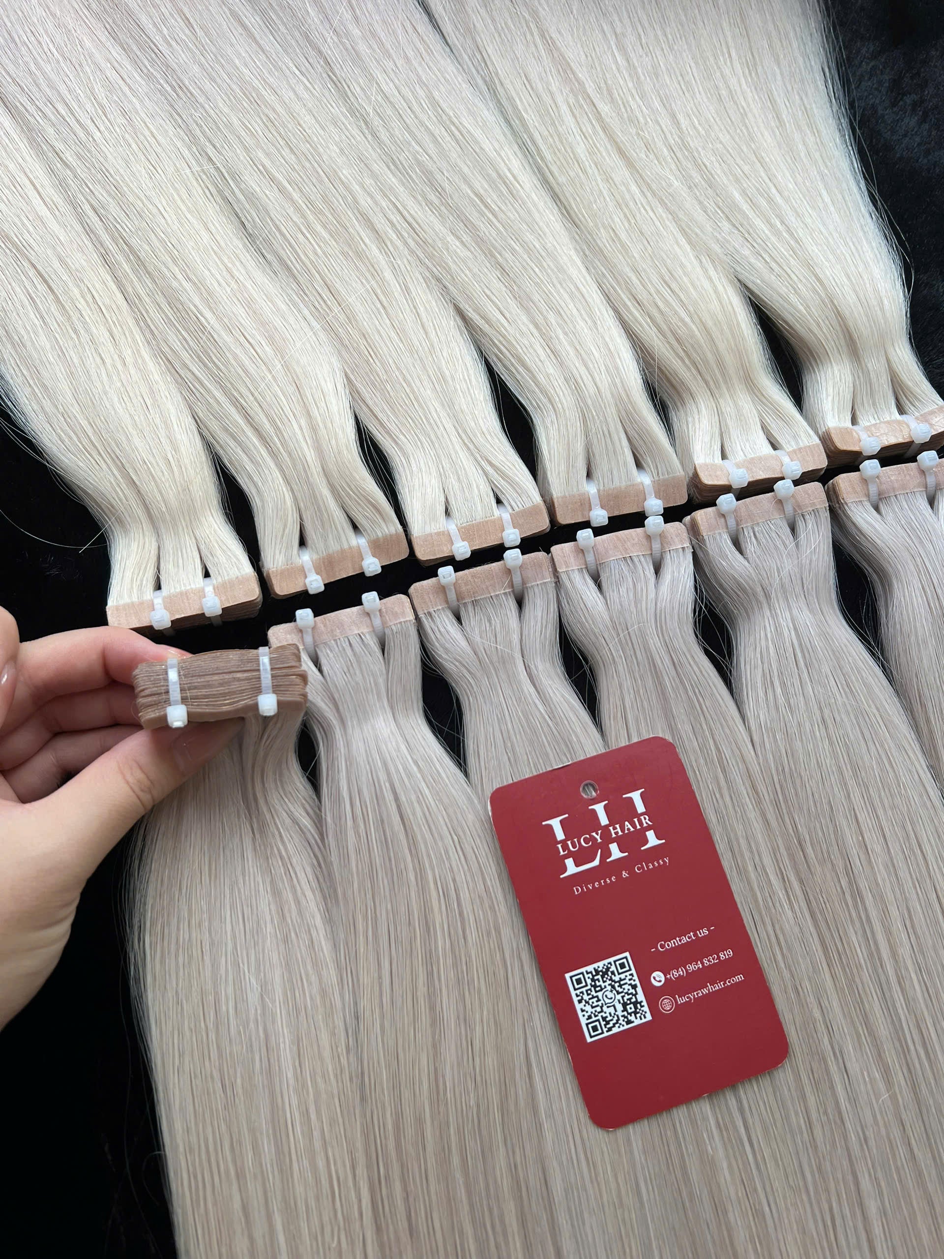 Regular Tape In Extensions Natural Straight #60A Color Raw Vietnamese Double Drawn Human Hair High Quality