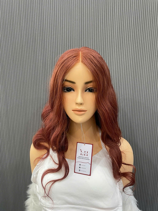 Best Selling Natural Wavy Lace Closure Wigs Red Color 14 Inches Double Drawn Vietnamese Human Hair Wigs