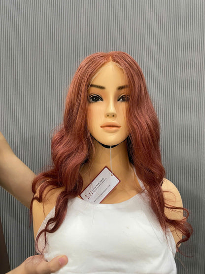Best Selling Natural Wavy Lace Closure Wigs Red Color 14 Inches Double Drawn Vietnamese Human Hair Wigs