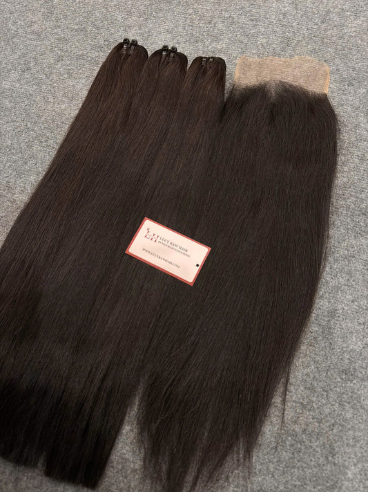 Natural Straight Natural Color Premium Quality With 4x4 HD Lace Closure