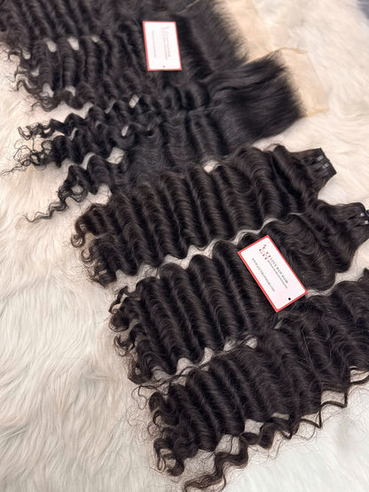 Vietnamese Raw Deep Wave Bundles With 4x4 HD Lace Closure Top Selling
