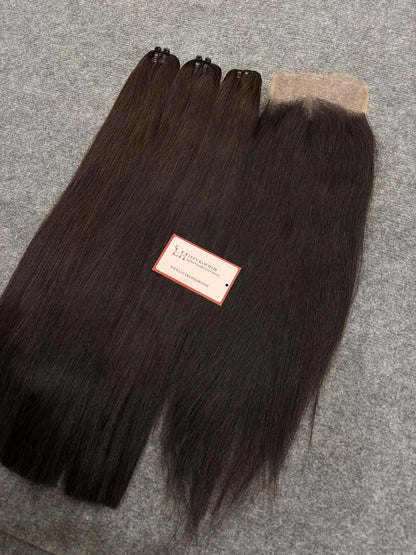 Natural Straight Natural Color Premium Quality With 4x4 HD Lace Closure