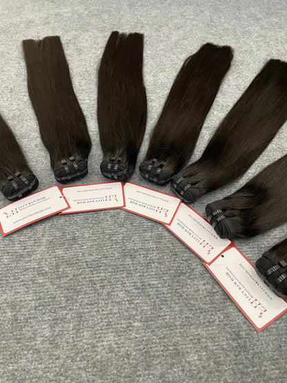 Straight Human Hair Machine Weft #1B Color Vietnamese Raw Virgin Hair Super Quality