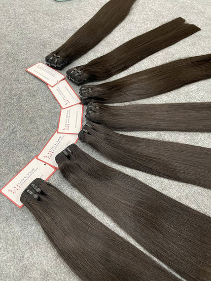 Straight Human Hair Machine Weft #1B Color Vietnamese Raw Virgin Hair Super Quality