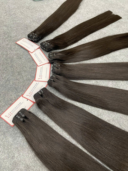 Straight Human Hair Machine Weft #1B Color Vietnamese Raw Virgin Hair Super Quality
