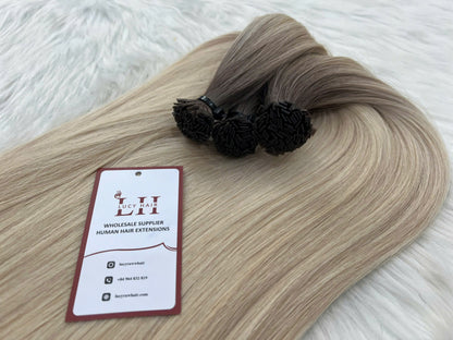 Flat Tip Virgin Hair Extensions Good Quality Super Standard #Ombre Color Natural Straight Human Hair