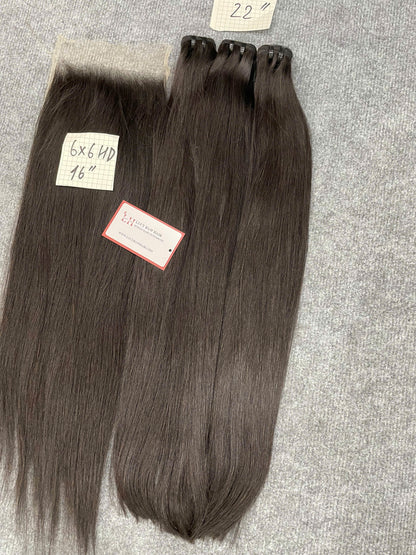 6X6 HD Lace Closure Natural Straight Hair 100% Vietnamese Human Hair