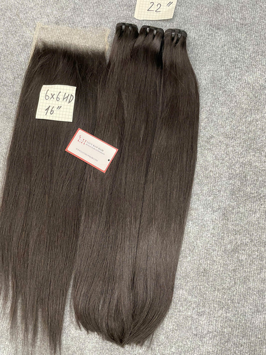 6X6 HD Lace Closure Natural Straight Hair 100% Vietnamese Human Hair
