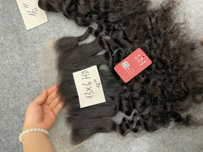 13x6 Lace Frontal Water Curly Human Hair 16 inches 40cm Raw Human Hair Luxury Quality