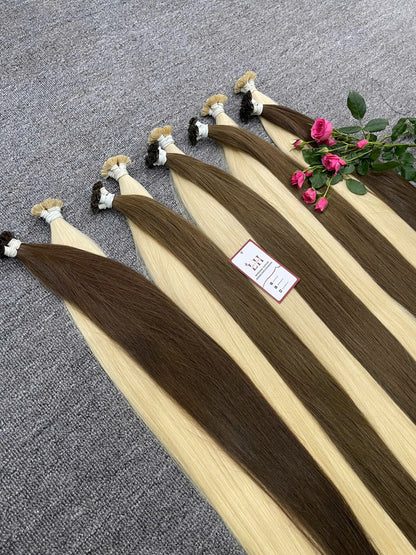 Keratin Flat Tips Straight Human Hair Extensions 100% Unprocessed Vietnamese Human Hair