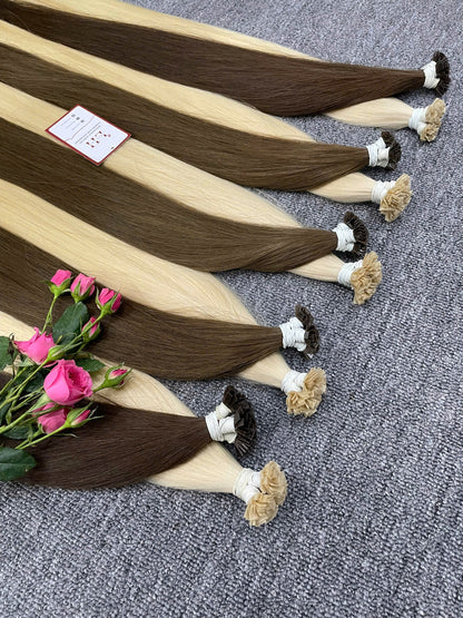 Keratin Flat Tips Straight Human Hair Extensions 100% Unprocessed Vietnamese Human Hair