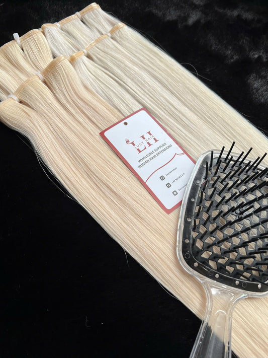 Best Quality Double Drawn Genius Weft #Pla color Hair Extensions Vietnamese Virgin Hair