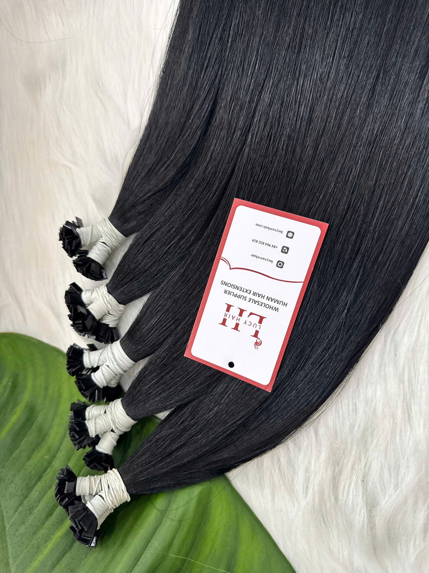 Flat Tips Keratin Hair Extensions Natural Straight Hair #1 Color 60 Cm Vietnamese Hair Top Grade
