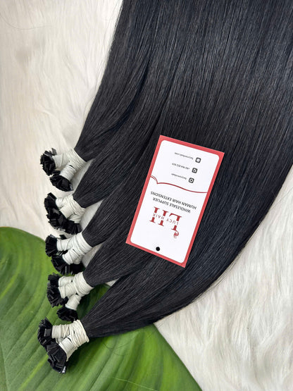 Flat Tips Keratin Hair Extensions Natural Straight Hair #1 Color 60 Cm Vietnamese Hair Top Grade