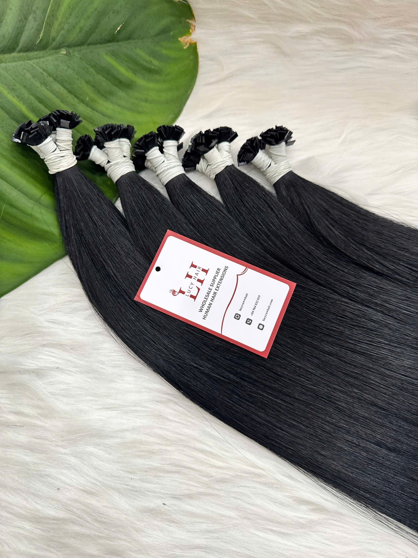 Flat Tips Keratin Hair Extensions Natural Straight Hair #1 Color 60 Cm Vietnamese Hair Top Grade
