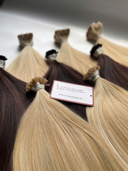 Flat Tip Keratin Bonds Hair Extensions Super Standard Vietnamese Raw Human Hair #Mix Color 45 Cm Best Quality