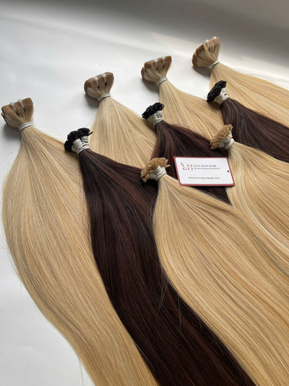 Flat Tip Keratin Bonds Hair Extensions Super Standard Vietnamese Raw Human Hair #Mix Color 45 Cm Best Quality