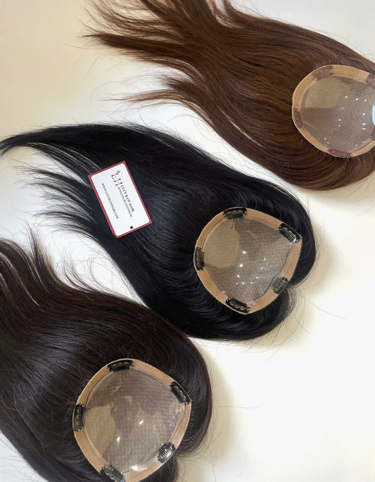 Real Hair Toppers Made PU Lace Topper Women For Thin Hair Vietnamese Raw Hair