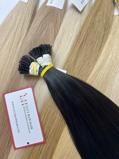 I-Tip Human Hair Extensions #1B Color 22 Inches 55 Cm Natural Straight Vietnamese Raw Hair Super Quality