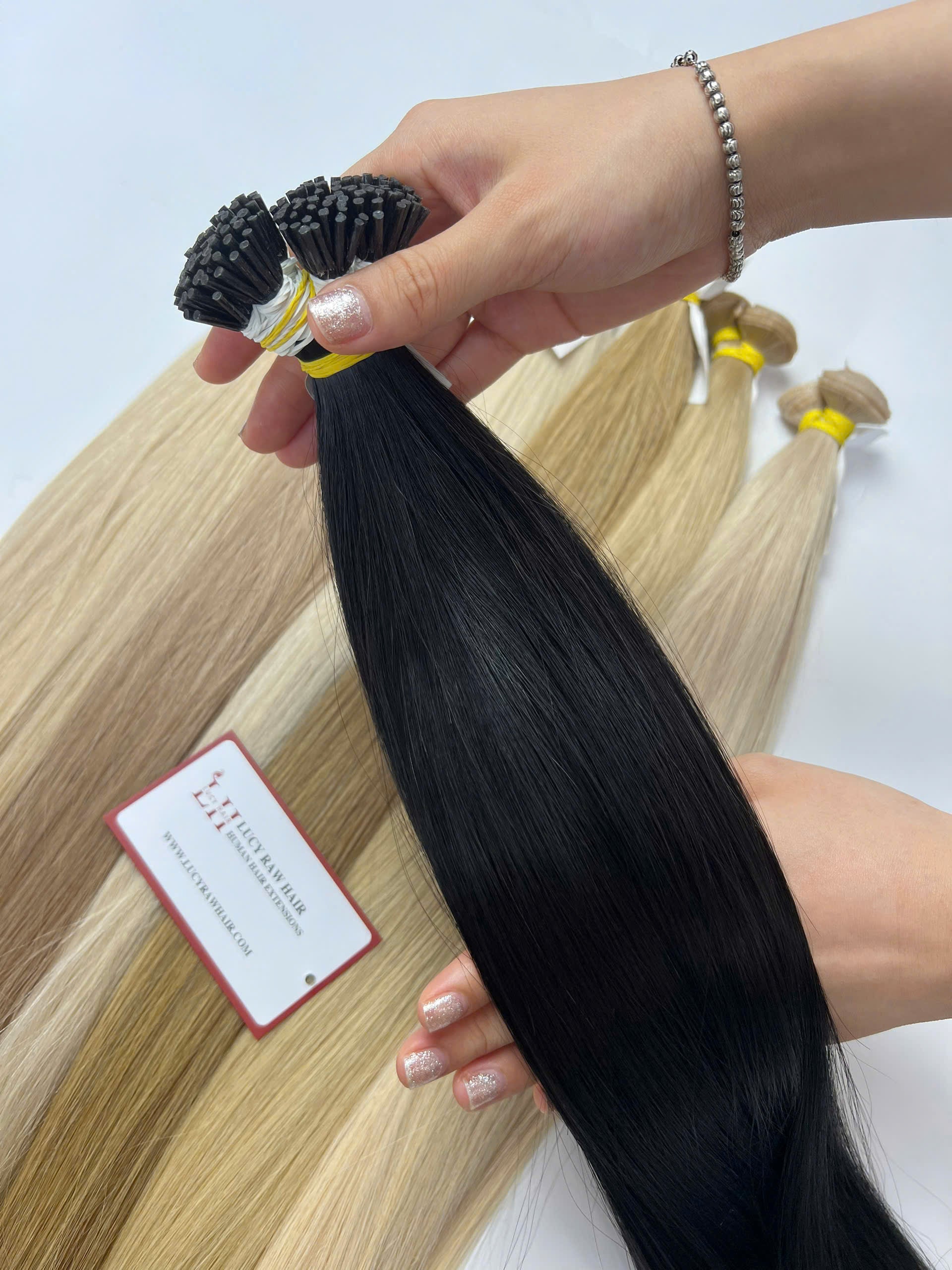 I-Tip Human Hair Extensions #1B Color 22 Inches 55 Cm Natural Straight Vietnamese Raw Hair Super Quality