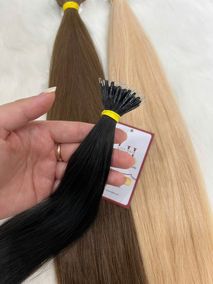 Nano Ring Hair Extensions Natural Texture 100% Human Hair Vietnam Amazing Quality